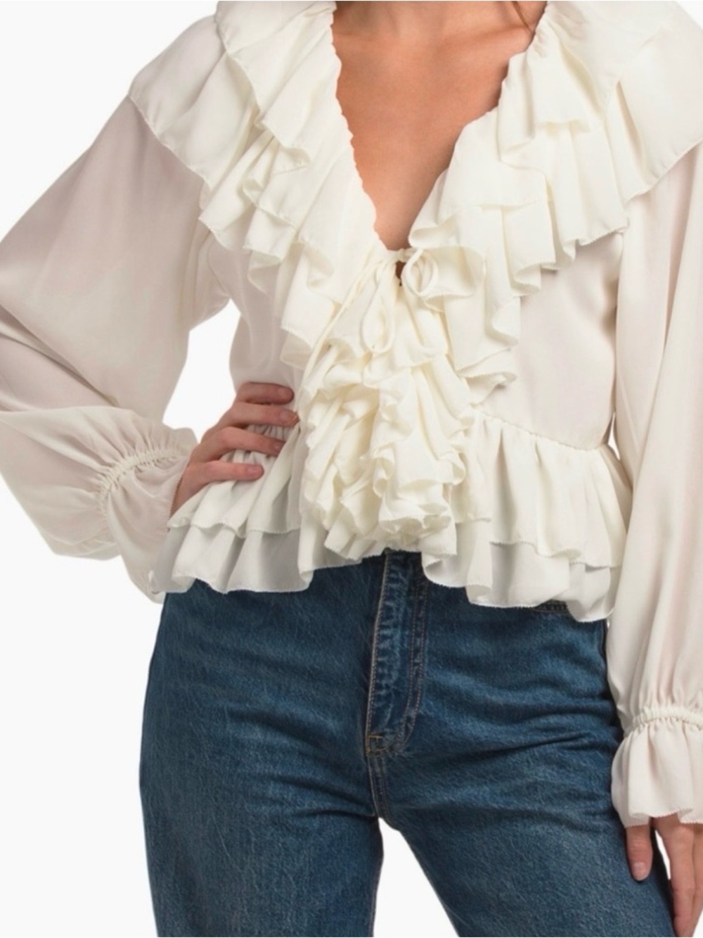 Torn by Ronny Kobo Rhea Soraya Chiffon Ruffle Blouse Sz